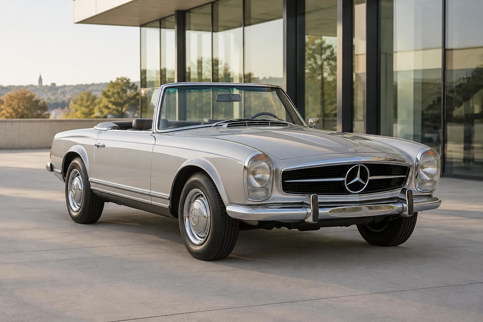 Silberner Mercedes-Benz Pagoda – Details eines automobilen Klassikers